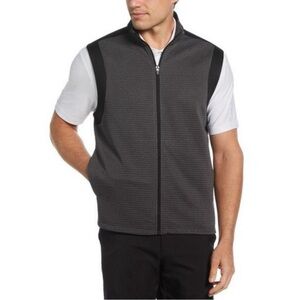 PGA Tour Men Gray Knit Lightweight Zip-Up Vest SMALL Golf Athleisure Preppy